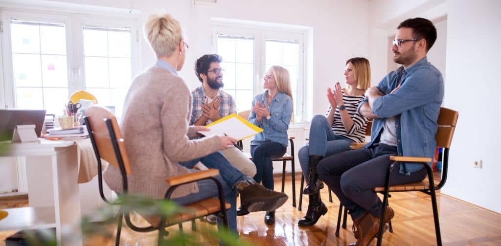 group meeting at a drug rehab in the United States